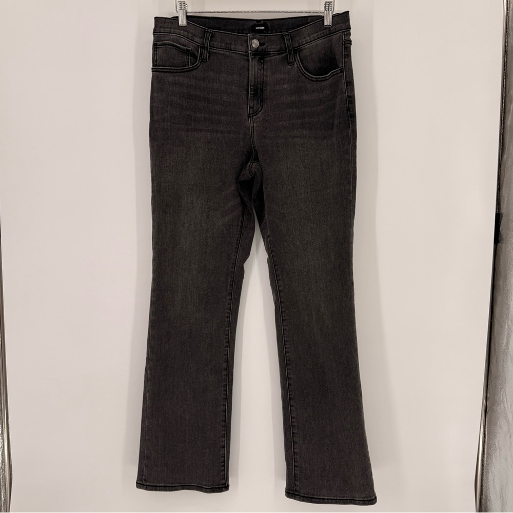 Express Dark Washed Gray Women's High-Waisted Cowboy Bootcut Jeans Size 14
